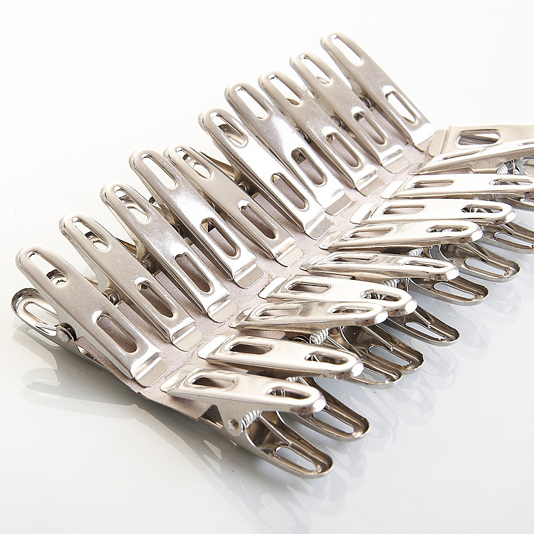 无磁加厚平口夹 不锈钢片夹晒衣夹晒袜夹晾衣夹裤子扁夹小夹子