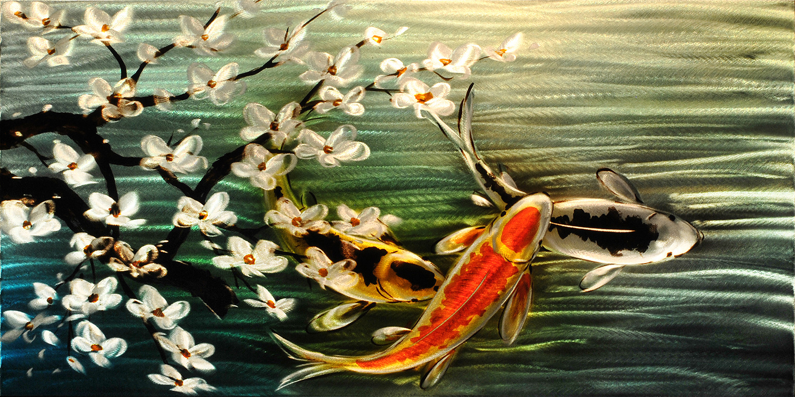 梅花金鱼铝板装饰画 现代婚庆家居客厅铝板装饰画 公寓别墅铝版画