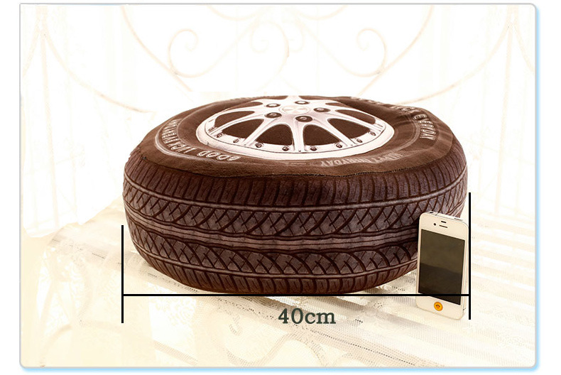 逼真3d仿真汽车轮胎抱枕轱辘毛绒玩具靠垫 男孩玩偶 车载居家抱枕