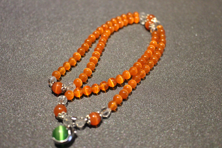 橘色 粉猫眼石散珠半成品批发 diy串珠配件 浅粉猫眼石6-8