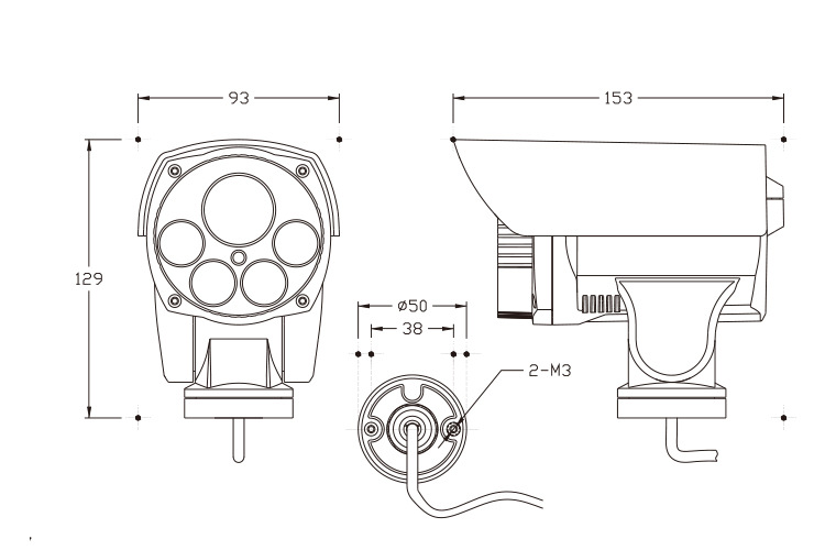 200万插卡3倍变焦安防监控摄像头 自带云台一体化监控摄像机