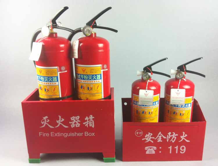 消防灭火器箱半挂箱灭火器支架灭火器挂具半截箱2个装钢板消防箱