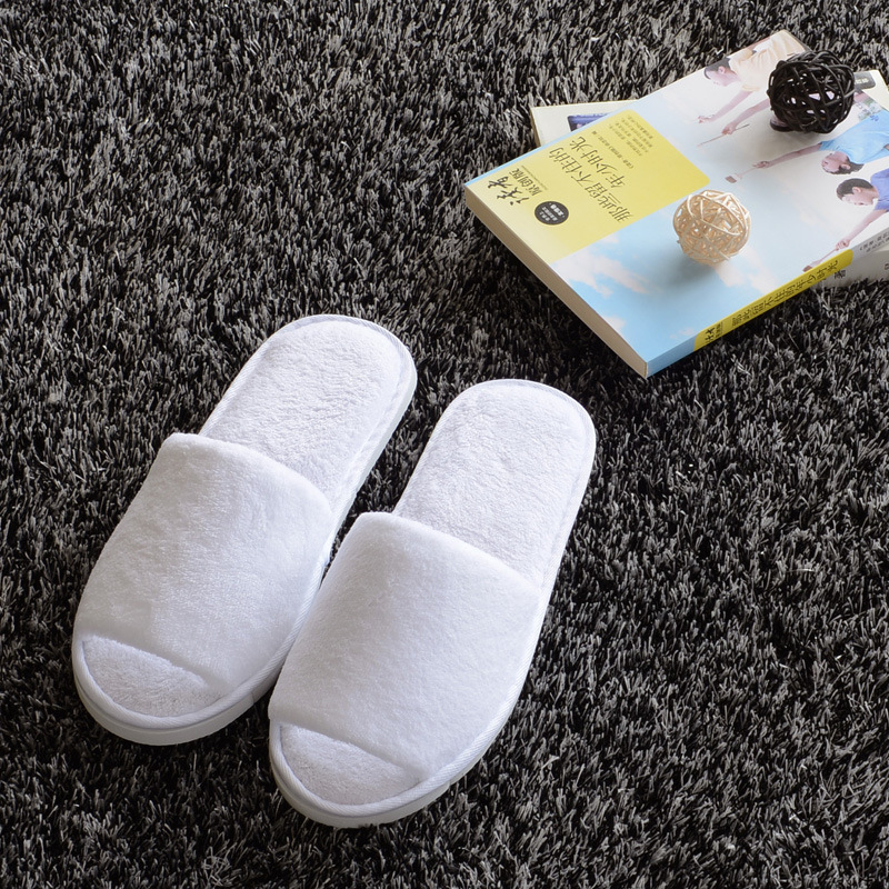 Hotel Pure White Coral Velvet Slippers Thick Bottom Non-Disposable Home Waiting Slippers 009