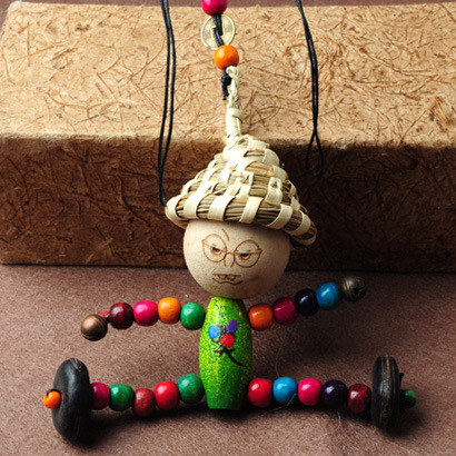 云南纳西族 东巴草帽人偶 民族风东巴娃娃挂件 汽车挂件玩具木偶