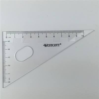 厂家批发 10cm塑料三角尺 90度直角 表面磨沙丝印 学生用三角板