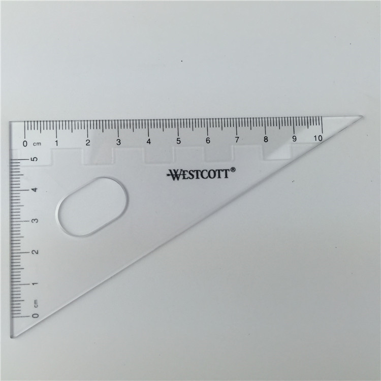 厂家批发 10cm塑料三角尺 90度直角 表面磨沙丝印 学生用三角板