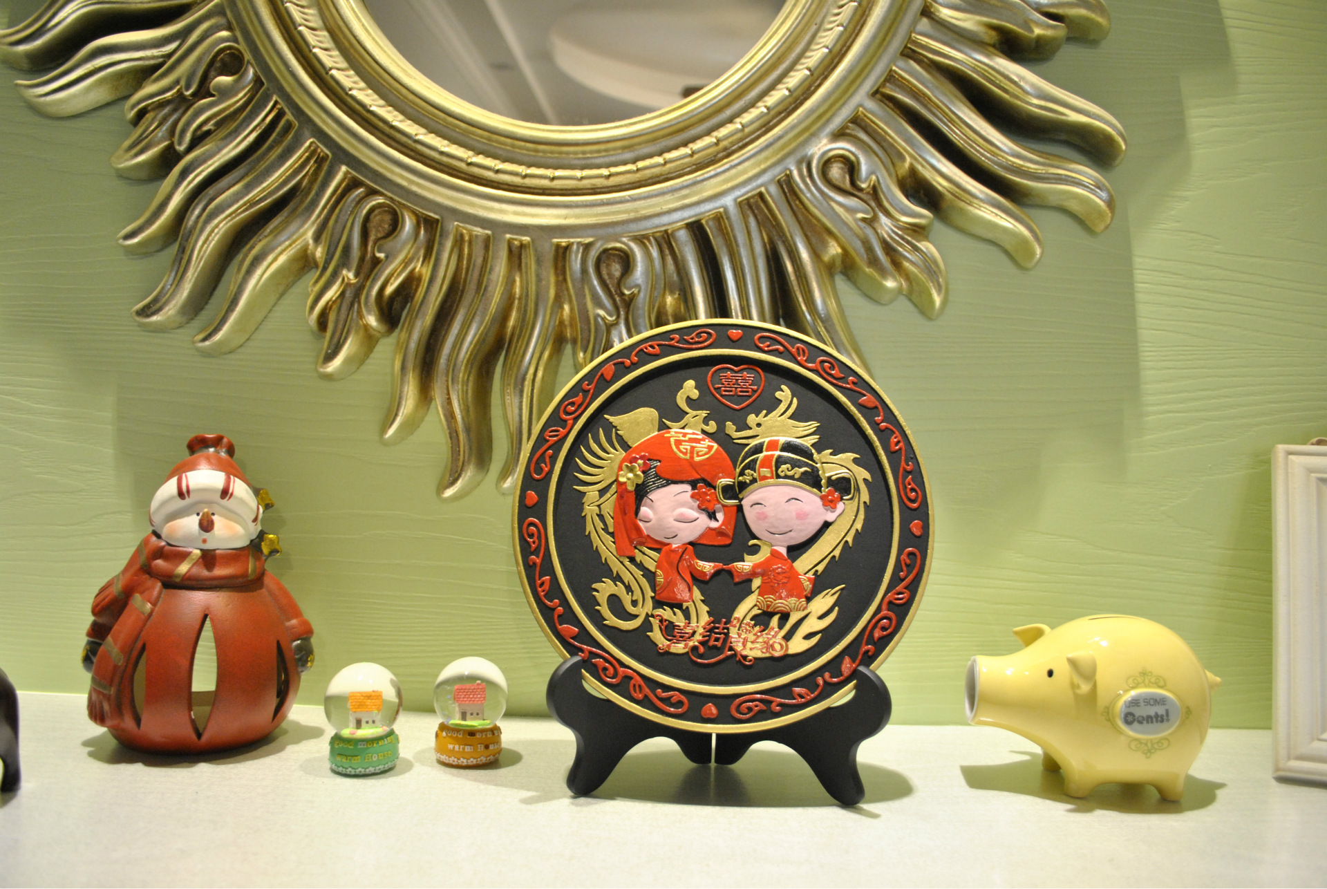 喜结良缘系列 婚庆炭雕工艺品摆件婚房活性碳雕礼品 创意结婚礼物