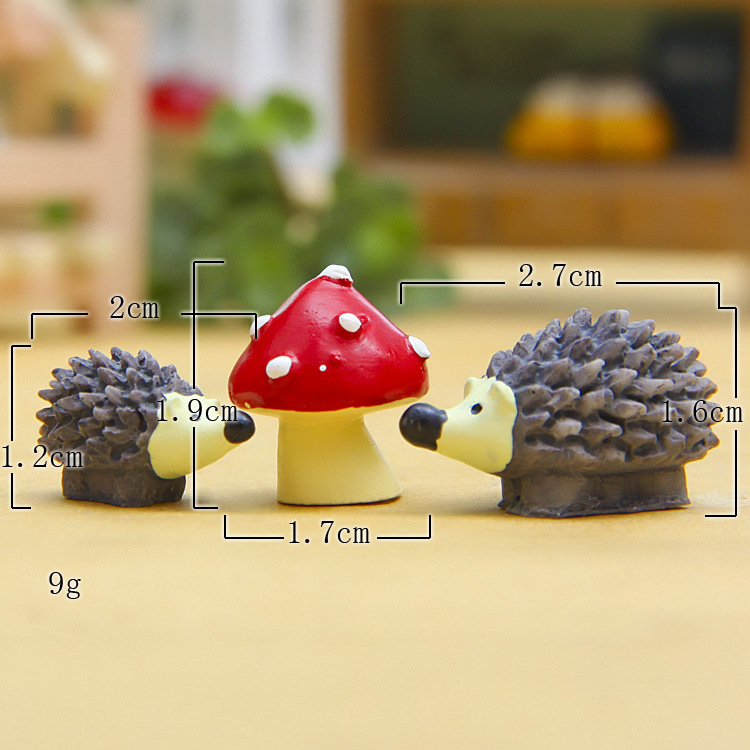 Three-Piece Set Combination Hedgehog Mushroom Micro Bonsai Succulent Ornaments Garden Decorations Micro Landscape Pot Gardening Ornaments