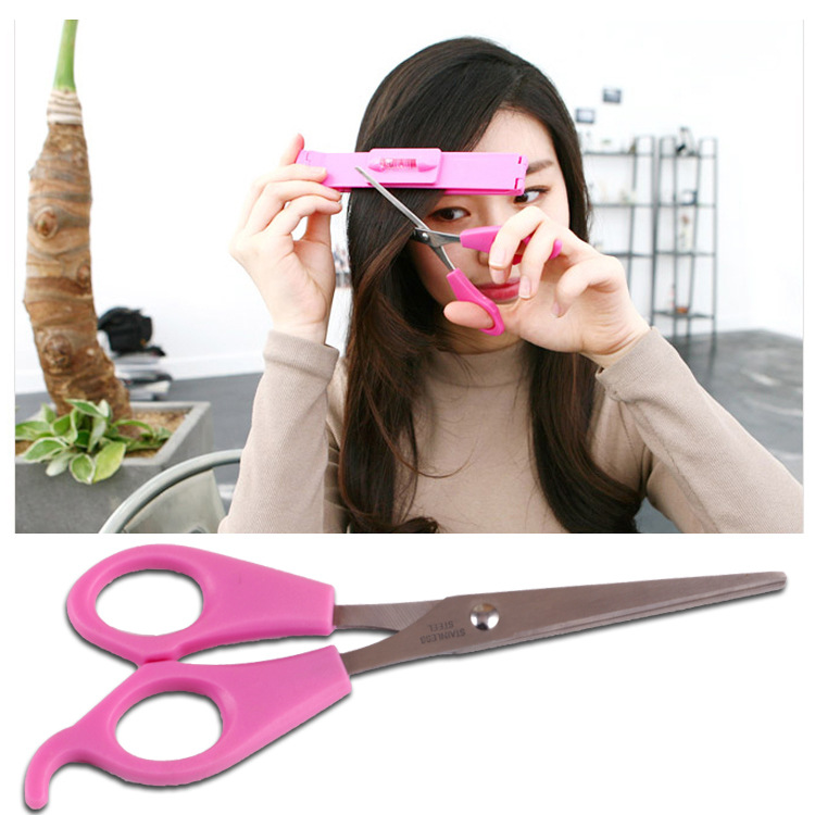 زينة الرأس  Factory directly sales bangs trimmer and a single flat scissors with Liu Haijian sets and DIY pink hair tool