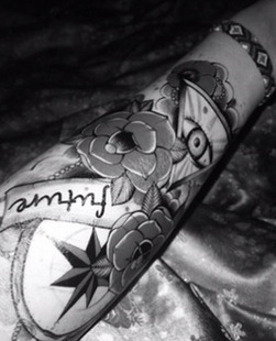 厂家供应 纹身贴花臂 玫瑰时钟刺青纹身贴纸 防水 男女 批发 ax38