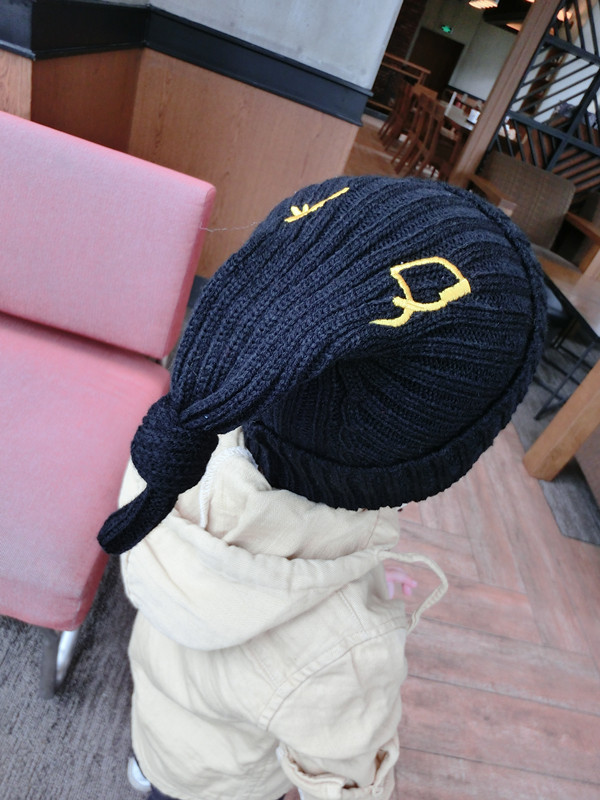 韩版儿童帽子2015新款男女宝宝可爱小精灵眨眼保暖打结毛线帽批发