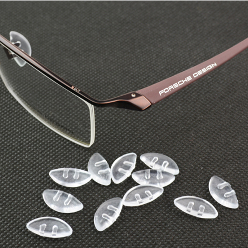 保时眼镜架鼻托黑色月牙形透明托叶鼻垫 卡口嵌入式椭圆鼻托配件