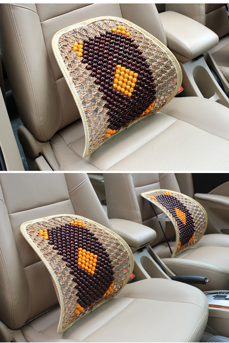 夏季钩花纯手工 按摩腰靠 汽车坐垫 车用 办公 原色木珠