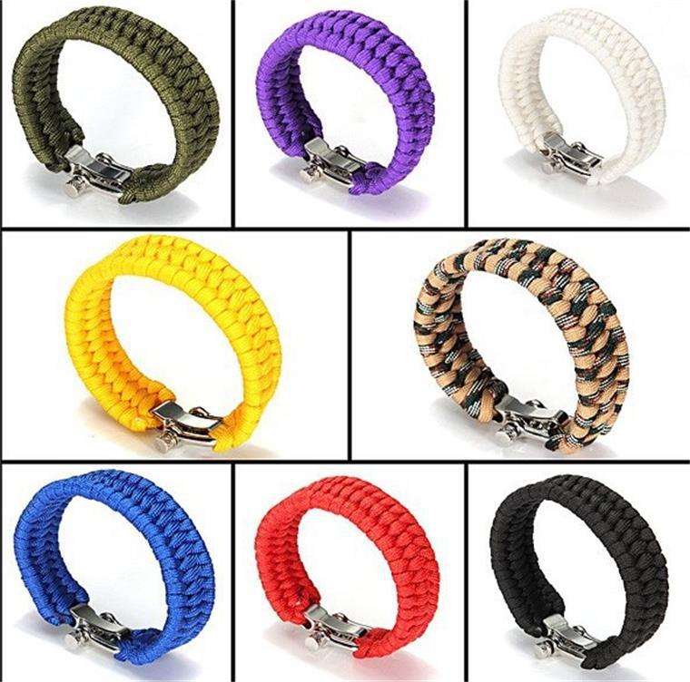 Paracord Bracelet Zinc Alloy Emergency Seven-Core Umbrella Rope Survival Camping Outdoor U-Shaped Adjustable Shackle Umbrella Rope Carrying Strap