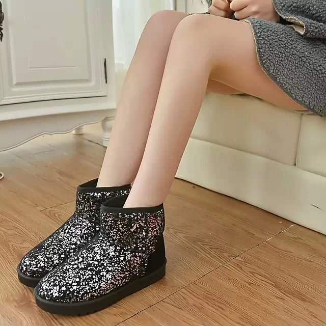 2015冬季防水透气金银亮色雪地靴女中筒靴厂家直销_desc