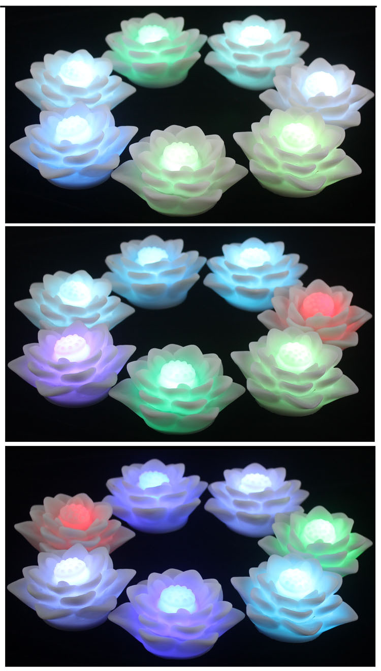 七彩渐变莲花灯/佛堂寺院节能小供灯/创意小夜灯/佛教用品/贡灯