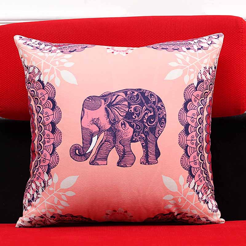 2016新款超柔数码印花大象图案抱枕套 北欧风格汽车沙发靠垫