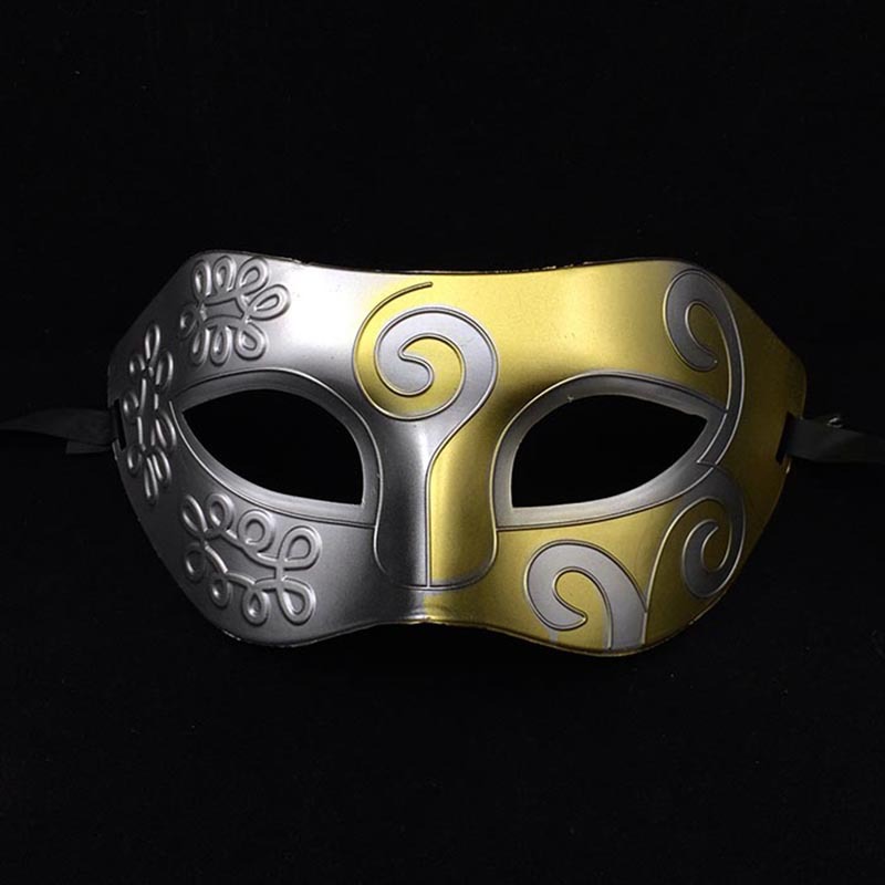 万圣节面具半面喷漆王子男爵舞会面具仿古希腊罗马斗士男面具多色