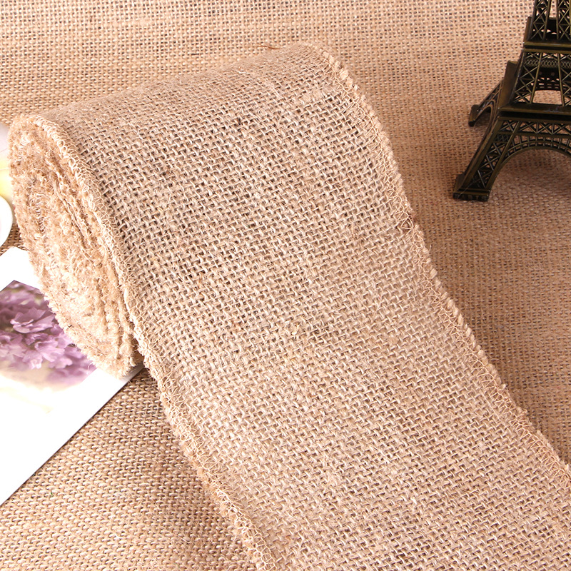 彩色麻布 麻布织带服装辅料天然麻料编织 印花麻布卷 工厂直销