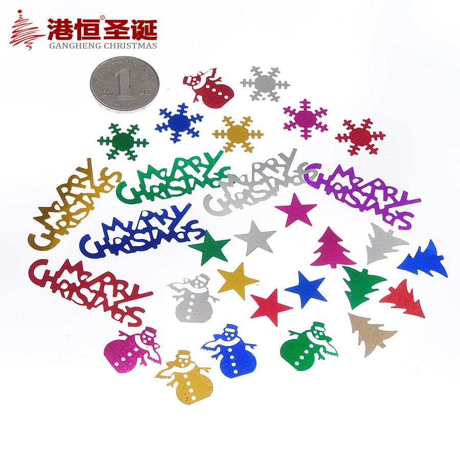 Christmas Decorative Sequins 2-4cm Bright Snowflake Snowman Tree Shape Word Plate Christmas DIY Decorative Paster Sequin