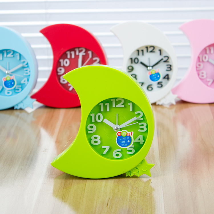 创意型韩版 立体数字 学生闹钟 月亮静音小闹钟