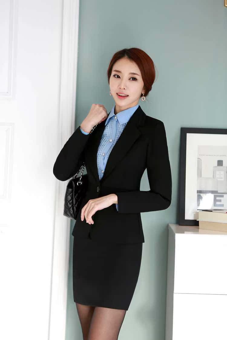 秋ol职业装女装女士律师套装正装工作服长袖两件套黑色西装酒店服