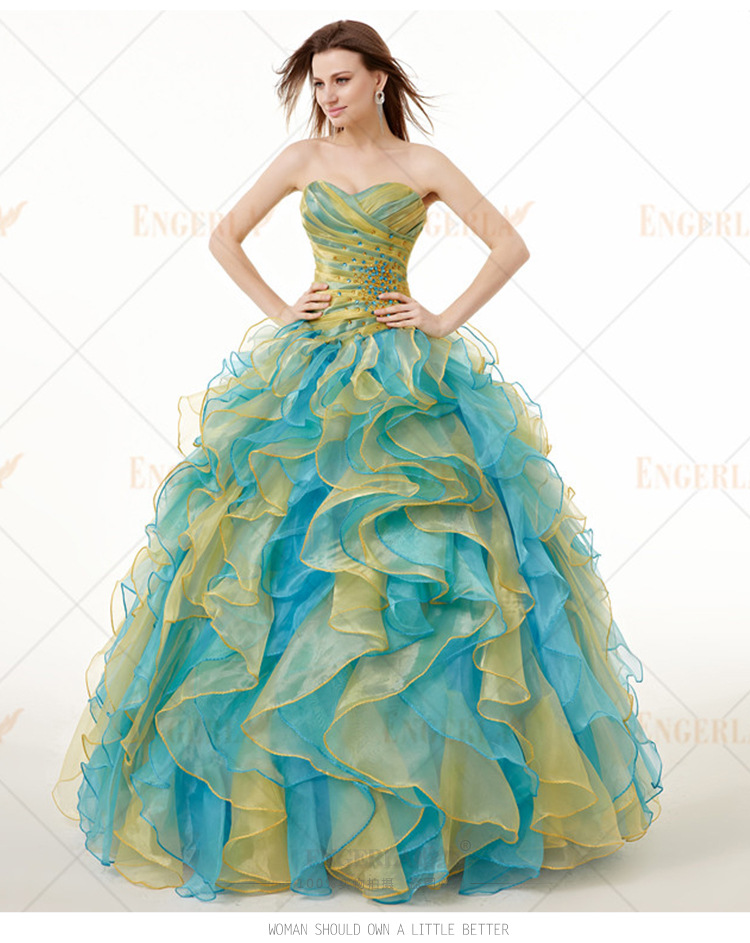 engerla新款亚马逊彩纱长款外贸彩色婚纱礼服厂家直销一件代发