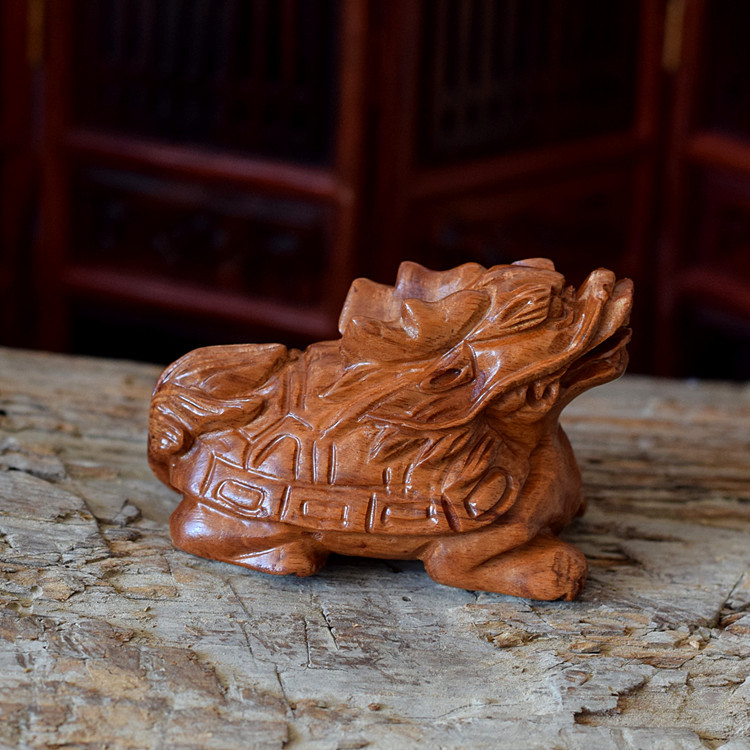 酸枝手把件龙龟把玩件酸枝木雕招小把件红木汽车挂件木雕龙