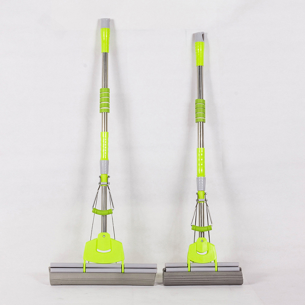 清易达新款38cm 滚轮式吸水胶棉拖把 可伸缩拖把厂家直销