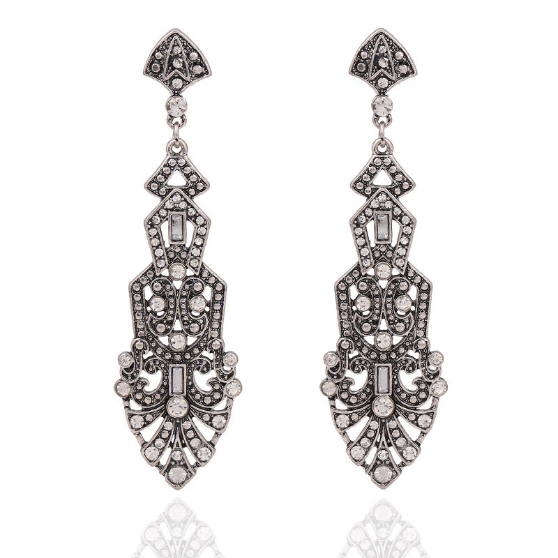 New Europe and America Cross Border Earrings High-End Rhinestone-Encrusted Earrings for Women Exaggerated and Personalized Long Water Drop Ear Studs Earrings in Stock