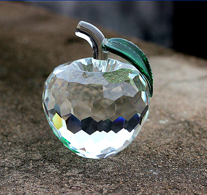 水晶苹果摆件圣诞节礼物生日礼品平安夜礼物彩色透明水晶苹果