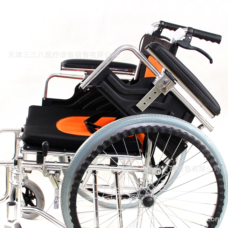 铝合金活动扶手轮椅折叠轻便 老人轮椅车 便携可拆腿托残疾人.