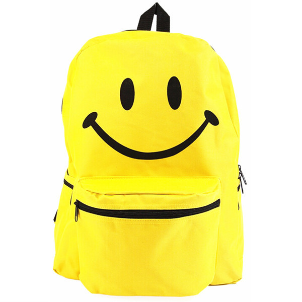 厂家批发爆款外单 2015年emoji黄色笑脸背包 情侣双肩包 学生书包
