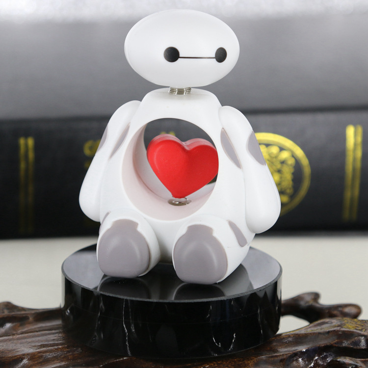 新品车载香水 摇头大白公仔 爱心大白香水座 心心相印创意车饰