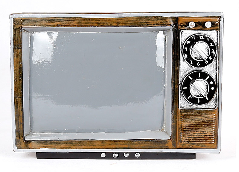 zakka杂货手工铁艺经典老式黑白电视机模型橱窗装饰酒吧摆设8031