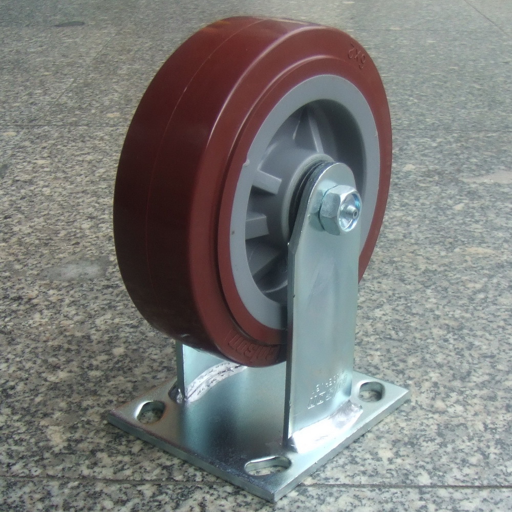 供应东莞科顺脚轮4系列6寸枣红色高科技聚氨脂脚轮平底万向轮