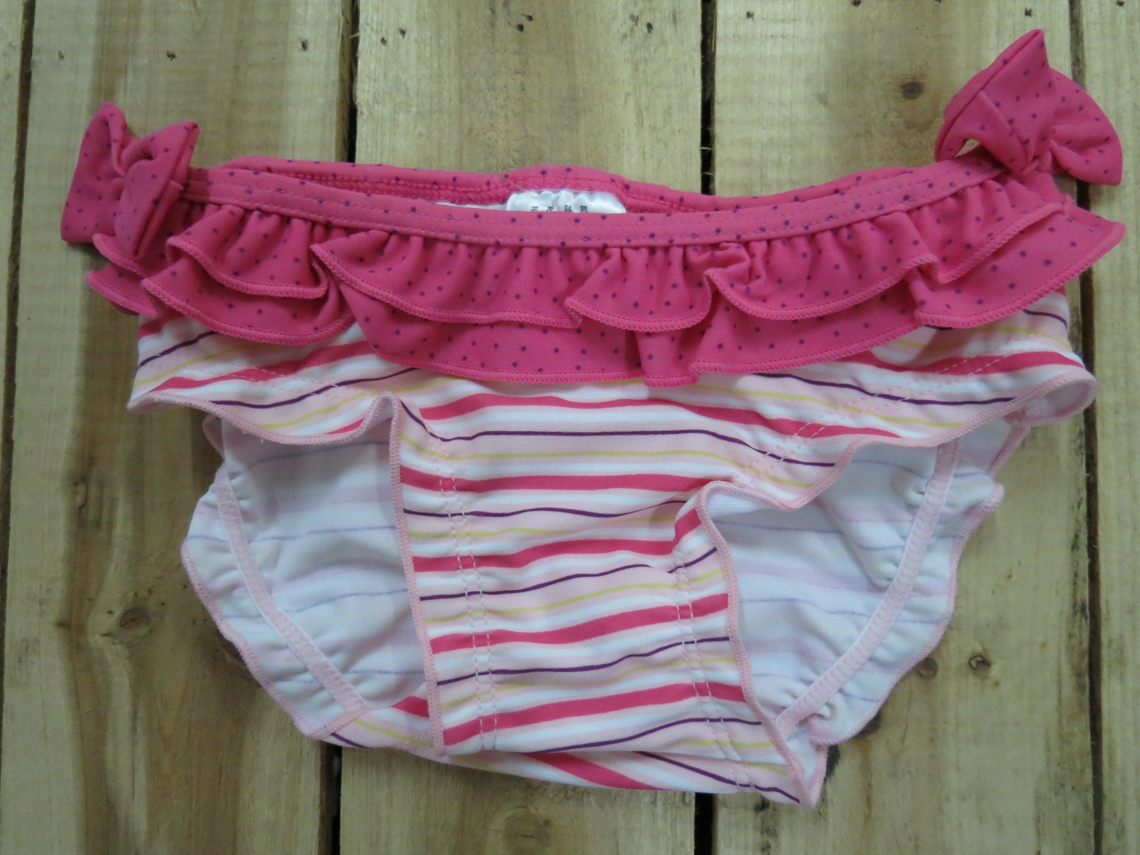 女童三角泳裤 条纹花边婴幼童可爱泳裤 小