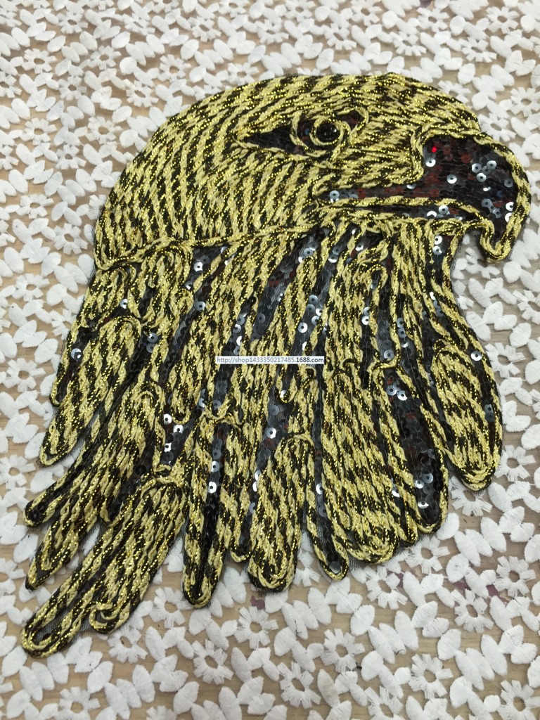 珠片绣亮片布贴 老鹰布贴 大号布贴补丁贴 衣服贴 三合一绳绣布贴