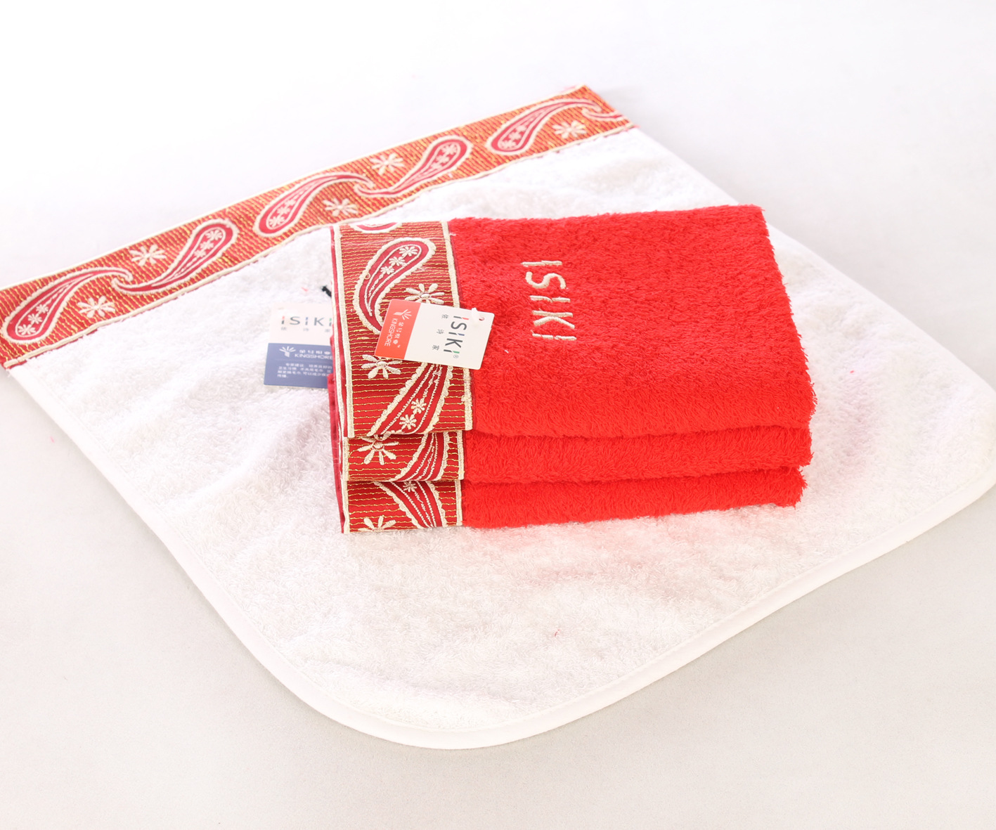 金号纯棉方巾 绣花边 柔软吸水 纯棉高档提花正品 批发