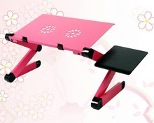 厂家供应 多色可选床上用手提折叠电脑桌  带散热风扇