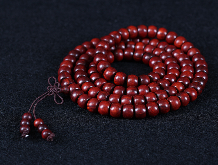 梵小禅高端念珠小叶紫檀108颗7x9桶珠高密无棕眼带星