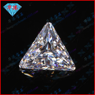 华港宝石 白色三角形倒角锆石裸石 倒三角无色透明锆人造cz戒面
