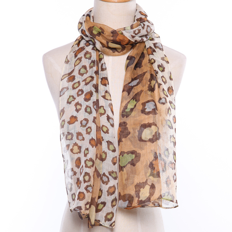 格纱长丝巾彩色豹纹围巾夏季海边防晒沙滩巾_