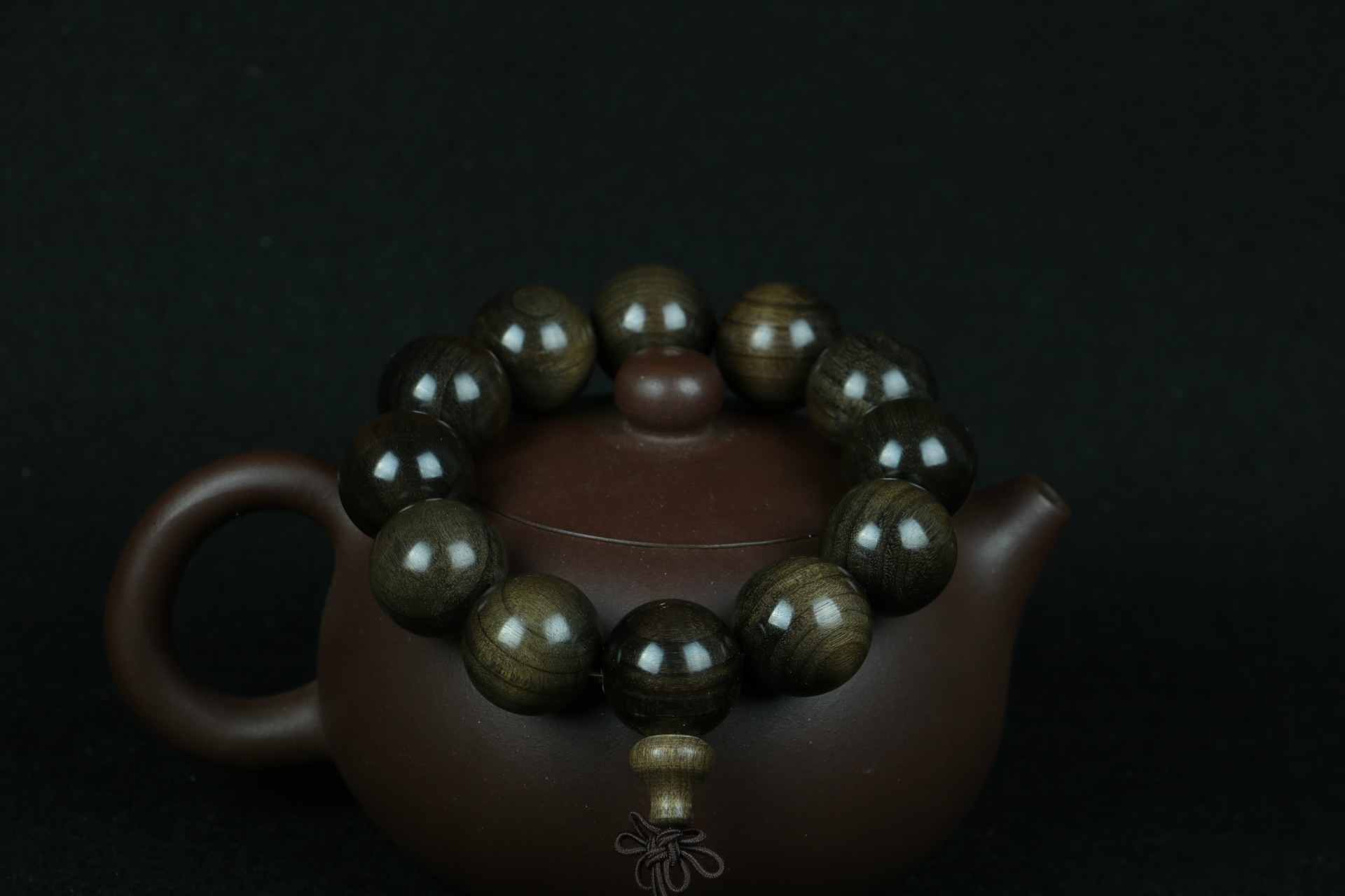 正宗四川乌木 阴沉木佛珠金丝楠手串12颗20mm手