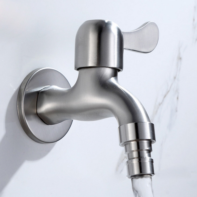 304不锈钢拉丝无铅洗衣机快开小水龙头4分单冷接头水嘴