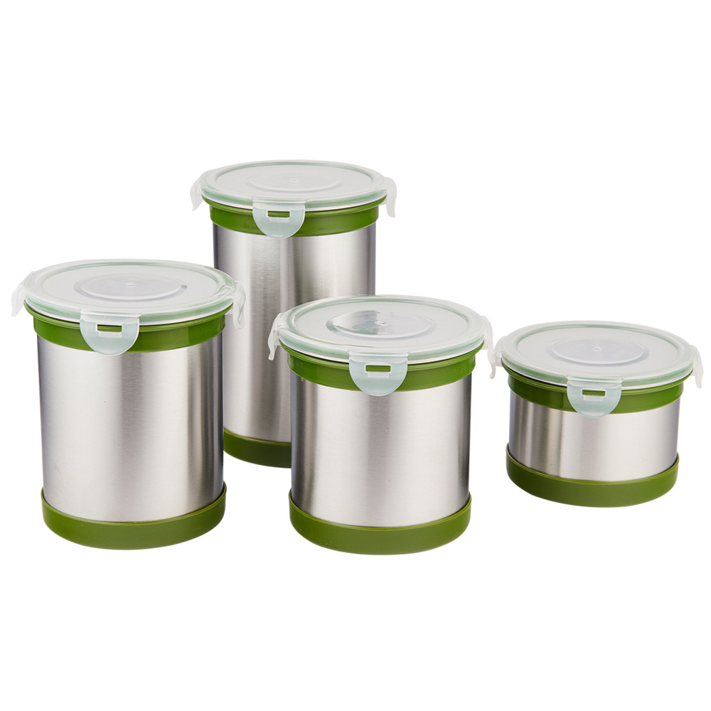 博尔乐多功能家用不锈钢储物罐密封罐收纳罐4件套