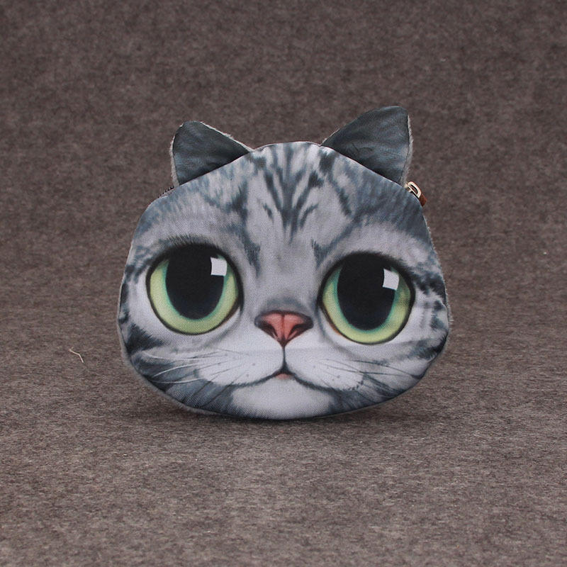 批发 个性创意卡通可爱 3d猫咪猫头猫脸表情 喵星人零钱包硬币包