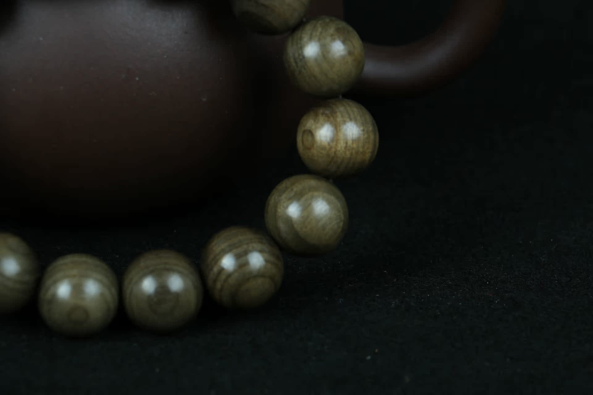 正宗四川乌木 阴沉木佛珠金丝楠手串12颗20mm手