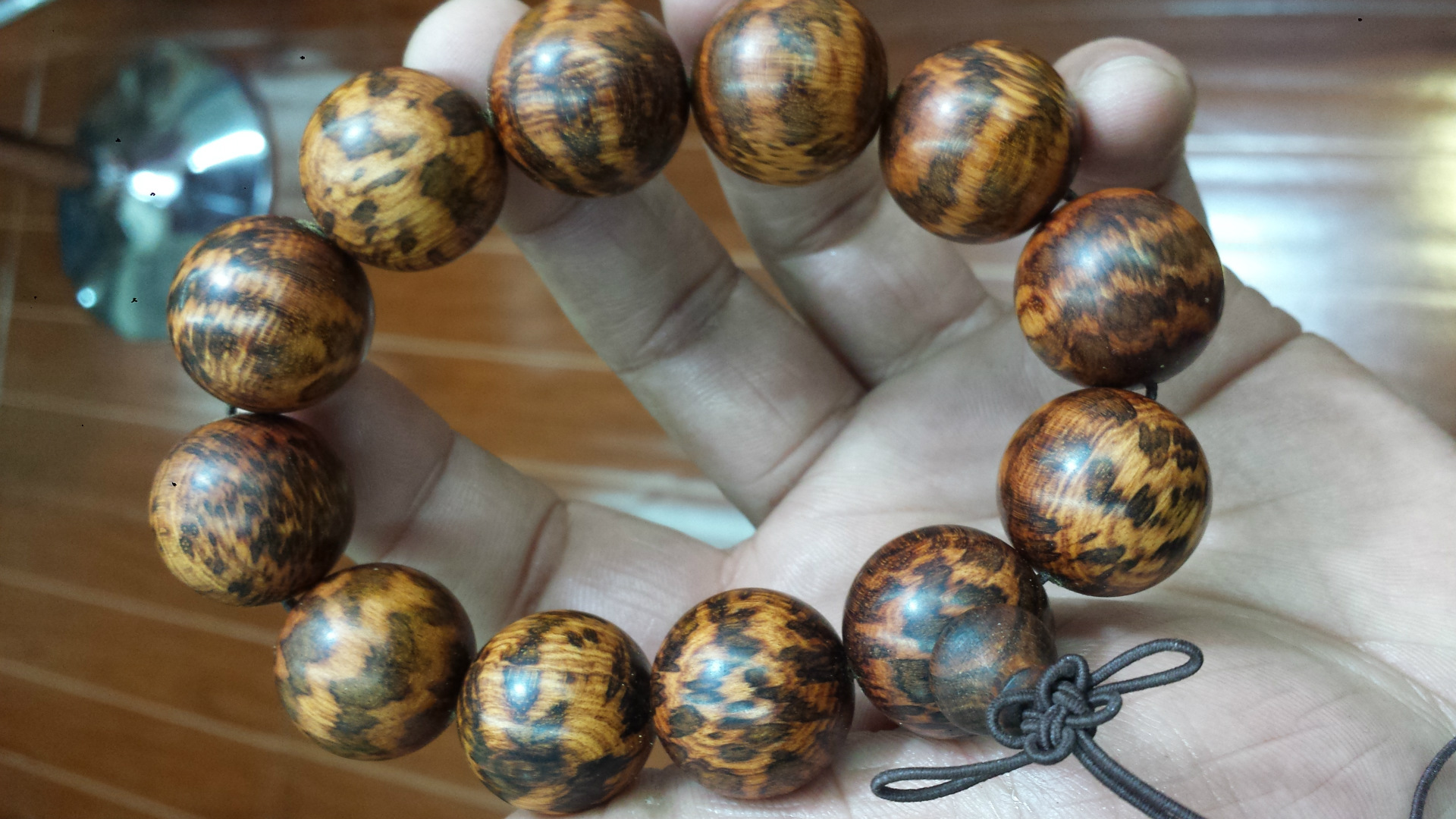 南美洲硬木蛇纹木2.0佛珠手串男士款虎斑纹爆满花豹纹原木蛇