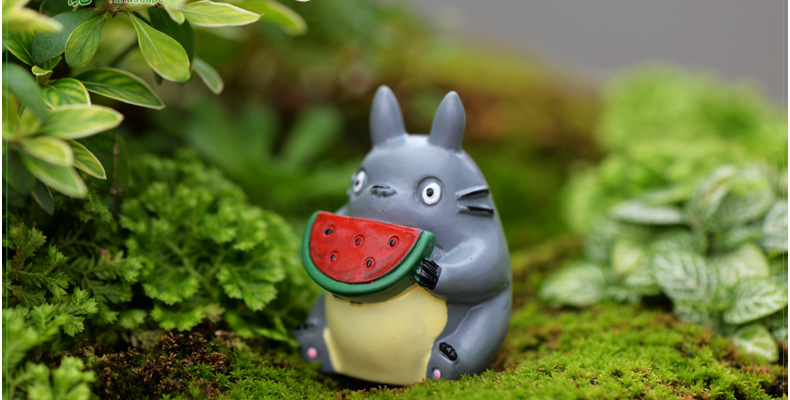 树脂摆件 苔藓微景观饰品 西瓜龙猫卡通摆件 diy组装小摆件玩具